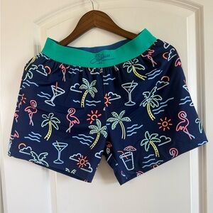 Chubbies Neon Lights Blue and Teal Lounge Shorts Size S 5.5”